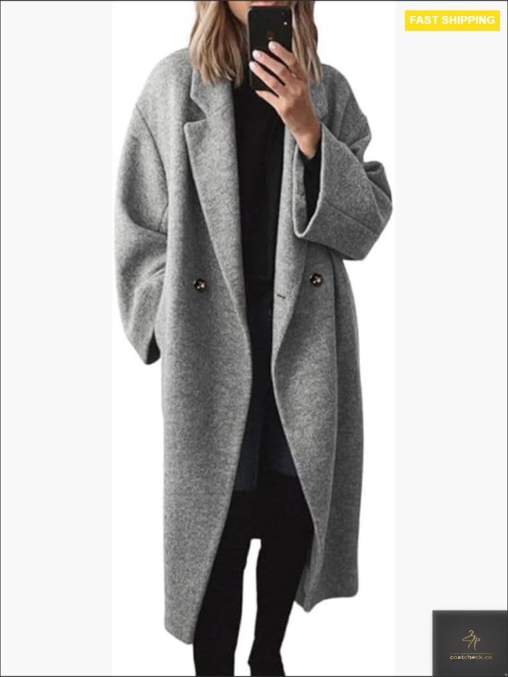 Classic Wool Pea Coat Double Breasted Trench Elegant Winter Business Casual